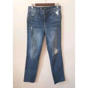 Kut From The Kloth Chrissie Jeans High Rise Fab Ab Straight Leg Distressed Size